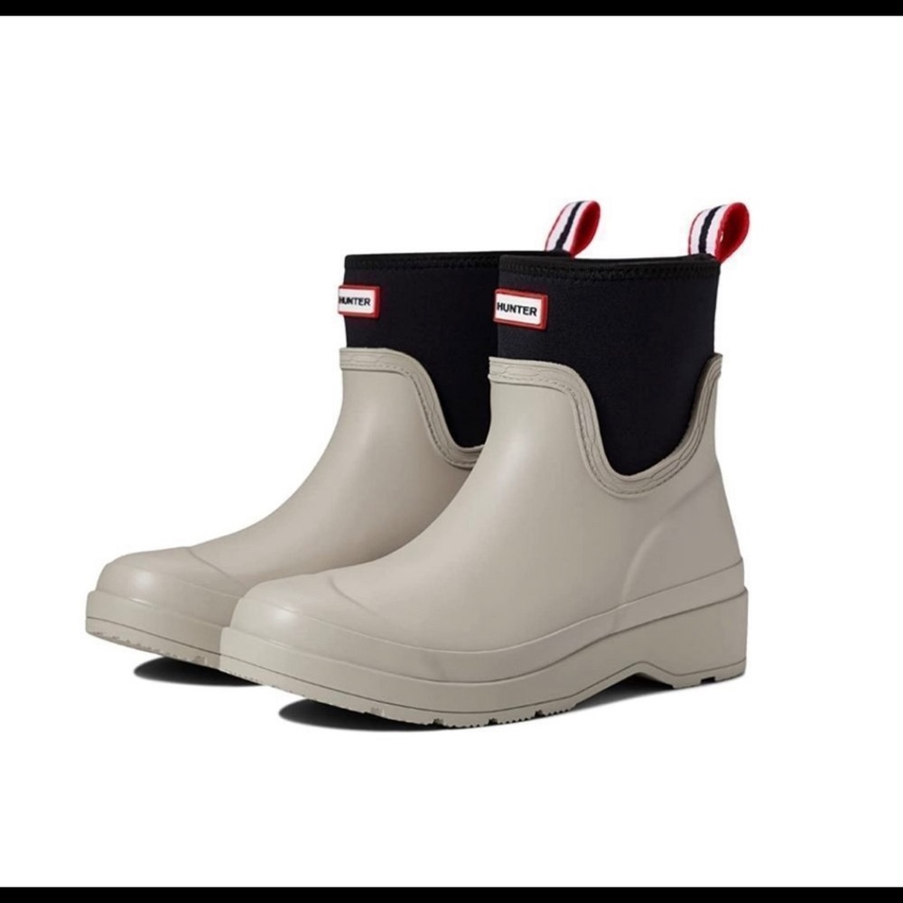 HUNTER Women's Play Short Neoprene Rain Boots Grey/Black